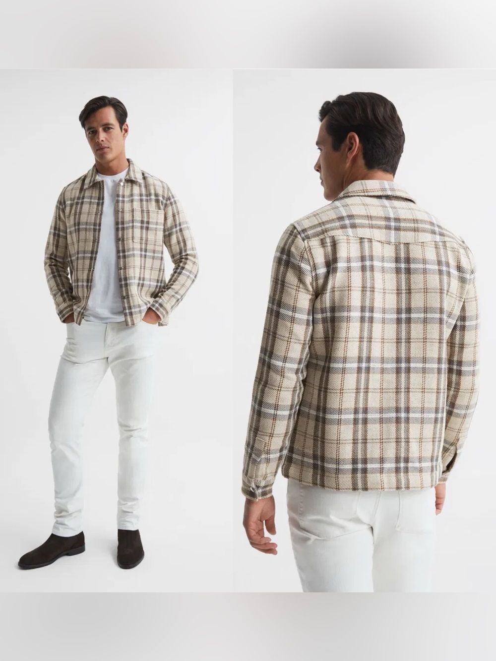NWT Reiss Bonsoir Checked Press Stud Overshirt Shacket